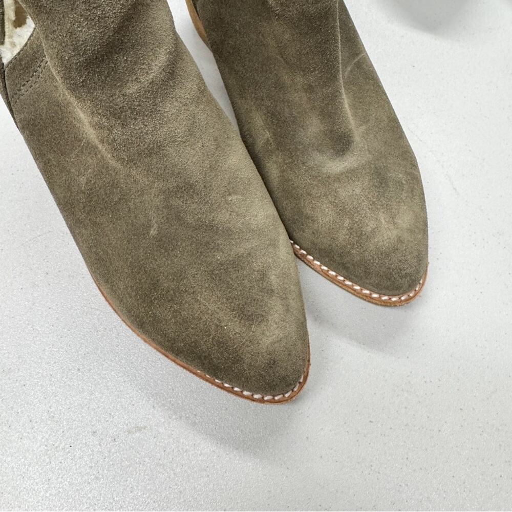 Jeffrey Campbell Green Suede Leather Ankle Boots Womens 8 Fall Booties Classic - Picture 3 of 10